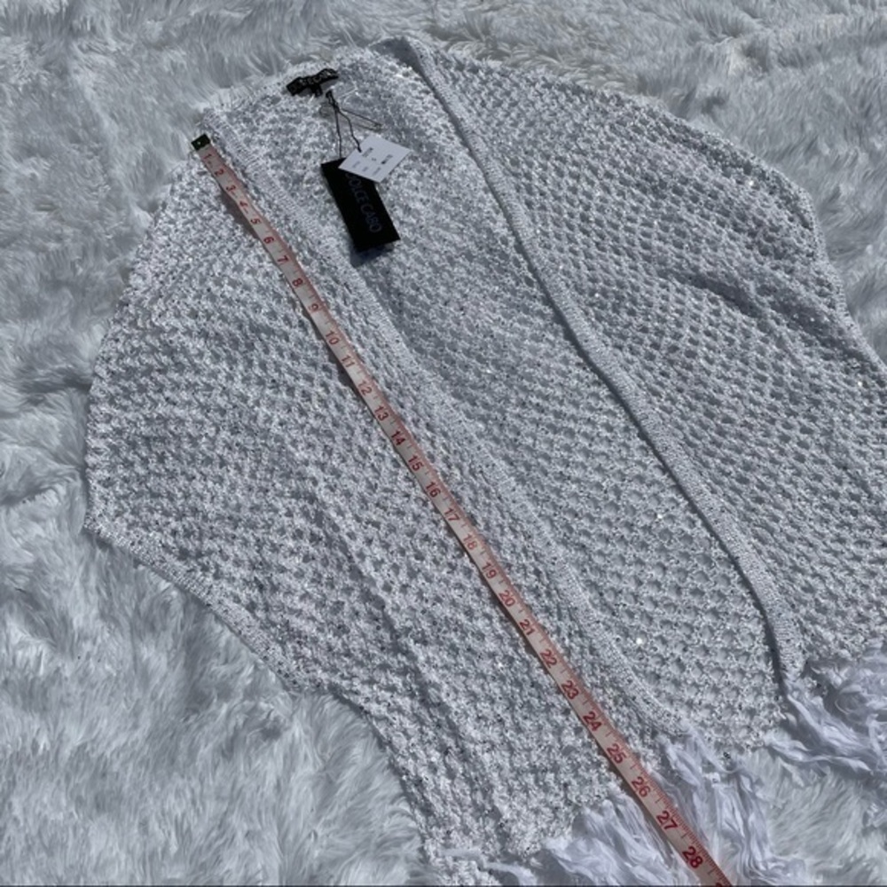 DOLCE CABO White Crochet Tassel Cardigan Small - Picture 5 of 9